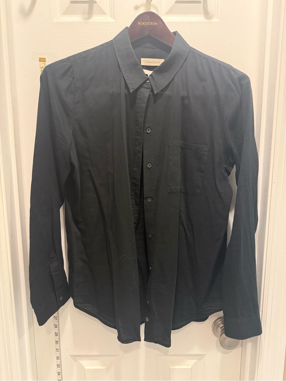 Black Womens Button-Up semi sheer Shirt by Treasure & Bond - Picture 7 of 7